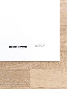 Reverse-side TAROART stamp and serial number 00016 on TAROART by TAROUT 00016