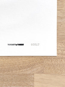 Reverse-side TAROART stamp and serial number 00017 on TAROART by TAROUT 00017