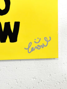 Close-up of the TAROUT signature on the yellow lower-right corner of IT'S OKAY TO LET GO AND GROW, TAROART by TAROUT 00030
