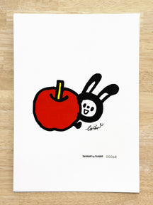 Full view of APPLE & LUNNY, TAROART by TAROUT 00068, on a wooden surface, showing all edges of the illustration board