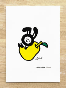 Full view of PEAR & LUNNY, TAROART by TAROUT 00069, on a wooden surface, showing all edges of the illustration board