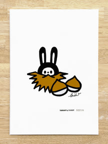 Full view of CHESTNUT & LUNNY, TAROART by TAROUT 00070, on a wooden surface, showing all edges of the illustration board