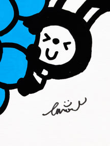 Close-up of LUNNY's face beside the blue grapes in GRAPES & LUNNY, TAROART by TAROUT 00071
