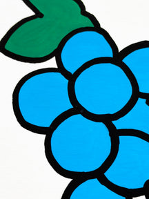 Close-up of the blue grapes and painted texture in GRAPES & LUNNY, TAROART by TAROUT 00071