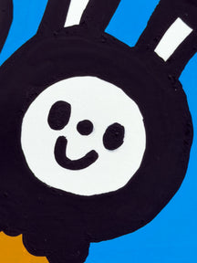 Close-up of LUNNY's smiling face and painted texture in A Bunch of Us, TAROART by TAROUT 00074