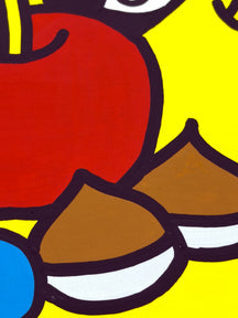 Close-up of the red apple and chestnuts in AUTUMN GATHERING, TAROART by TAROUT 00075