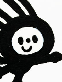 TAROART by TAROUT 00077, HAVE A NICE FLIGHT.: close-up of LUNNY's smiling face, long ears and painted black outlines.