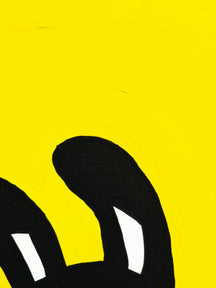 TAROART by TAROUT 00081, I KNOW.: close-up of LUNNY's ear and visible brush texture in the yellow painted area.