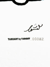 TAROART by TAROUT 00082, …: close-up of the artist's signature and work number 00082 on the white board.