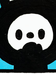 TAROART by TAROUT 00082, …: close-up of LUNNY's face and painted black outlines against blue.